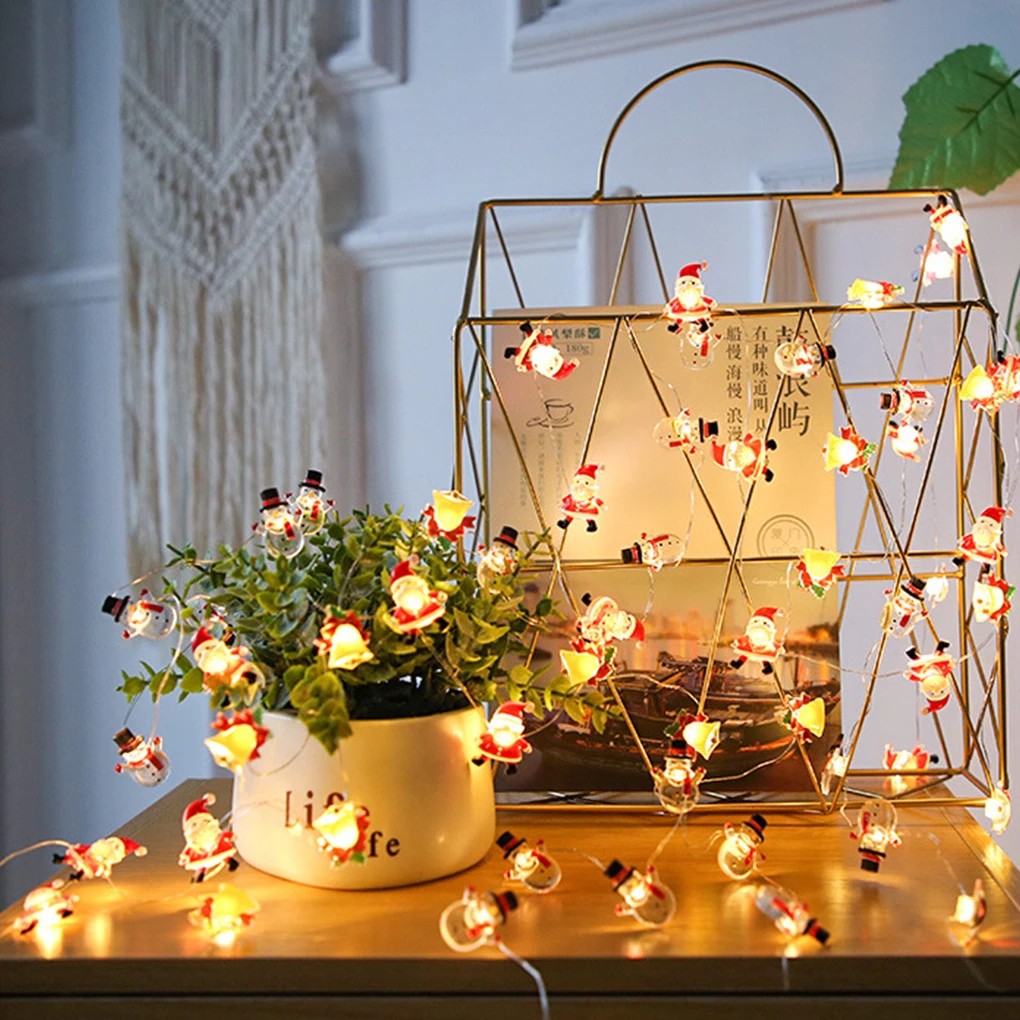 Dây đèn led 20 bóng hình ông già noel/người tuyết/cây thông trang trí giáng sinh