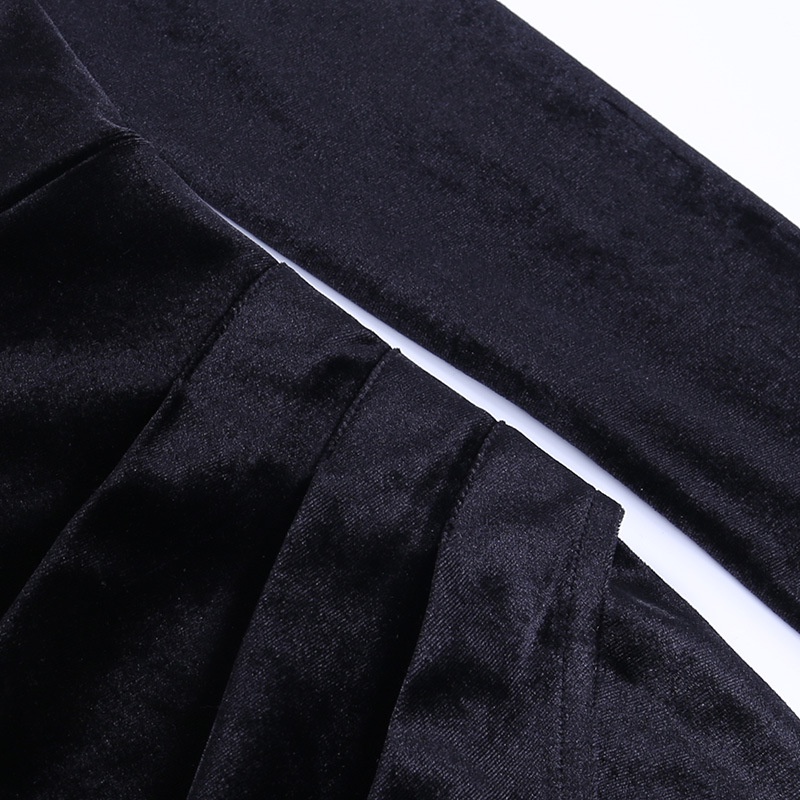 DUNEA Đầm vải nhung cổ vuông tay dài thiết kế gợi cảm sang trọng cho nữ