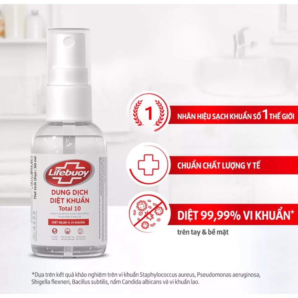 Combo 2 Chai Xịt Diệt Khuẩn Rửa Tay Khô Lifebuoy Bảo Vệ Toàn Diện 50ml | BigBuy360 - bigbuy360.vn