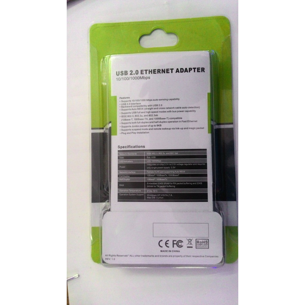 USB 2.0 to Ethernet Gigabit 10/100/1000 LAN Wired Network Adapter for Windows, Mac- hàng tốt | BigBuy360 - bigbuy360.vn