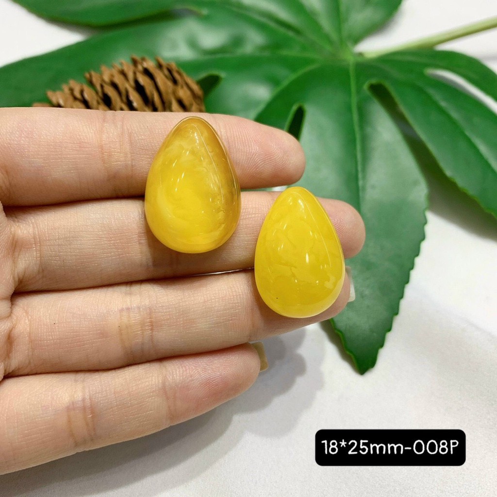 Mặt Đá Hổ Phách Vàng Vân Sữa Hình Giọt Nước Đủ Size Vừa Cập Bến