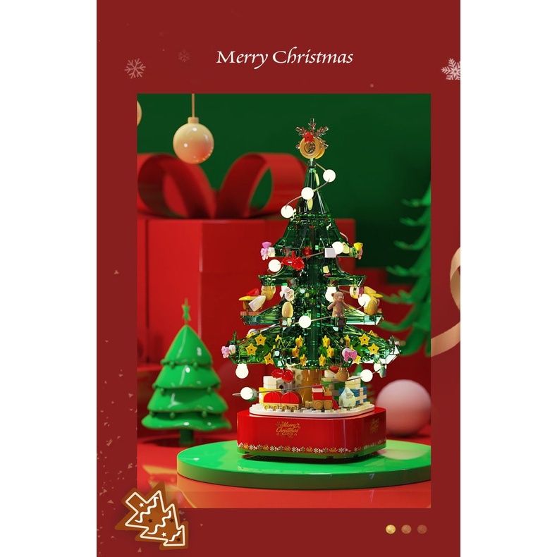 Hộp nhạc cây thông Noel lego - Đồ chơi Noel cho bé - Qùa tặng giáng sinh cho con