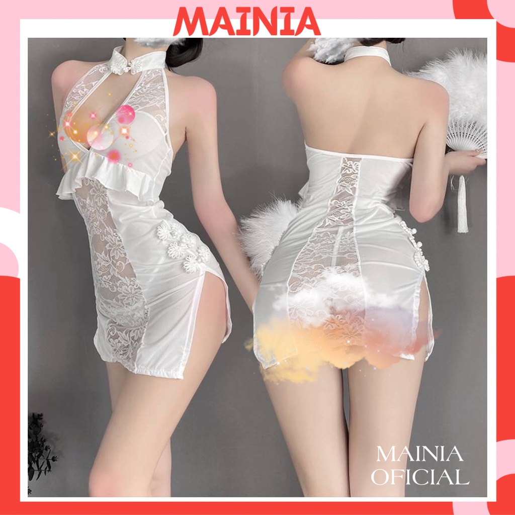 [Cao Cấp Loại 1] Đầm Ngủ Váy Ngủ Sườn Xám Thun Cao Cấp Phối Ren Phong Cách Trung Hoa Quyến Rũ Sexy Gợi Cảm Mainia Shop