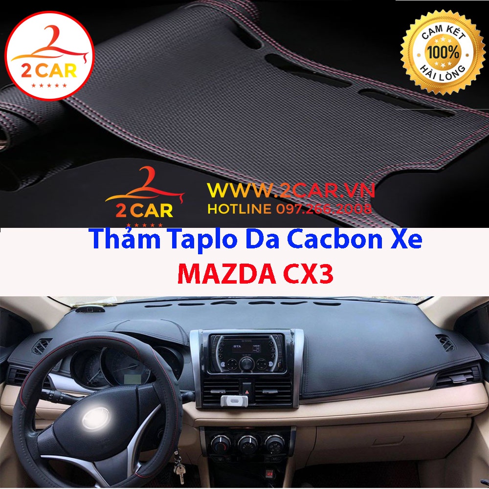 Thảm taplo da carbon MAZDA CX3 2021-2022, chống nóng tốt, chống trơn trượt, vừa khít theo xe