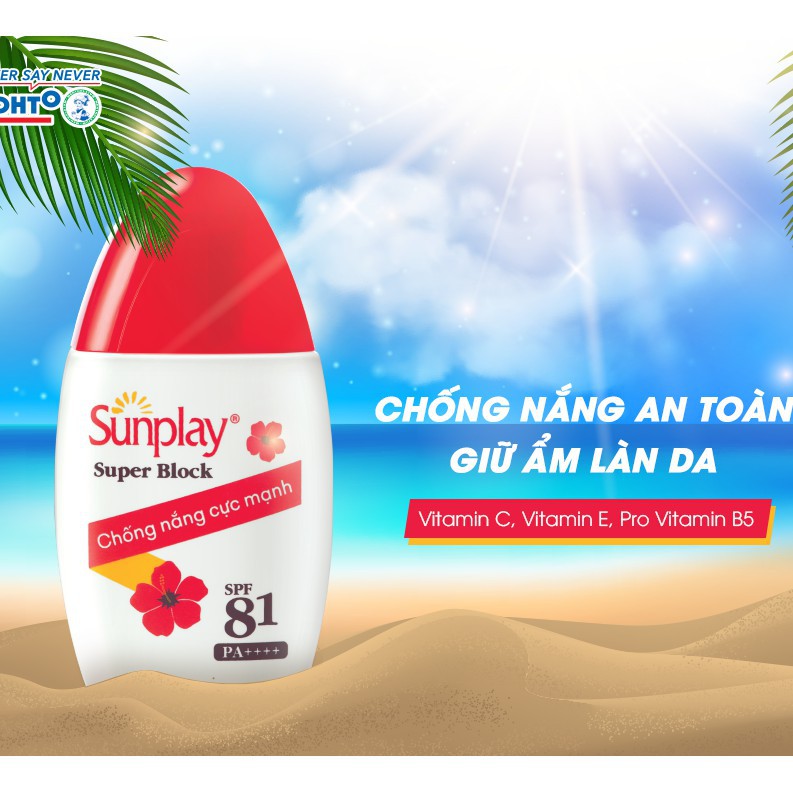 Kem chống nắng Cực Mạnh Sunplay Super Block SPF 81 PA++++ Sữa chống nắng dưỡng trắng da - Mộc Diệp (Super_Block)