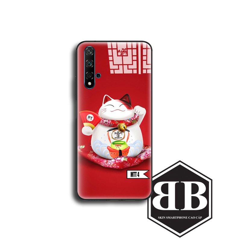 Ốp lưng kính cường lực Huawei Nova 4 / Nova 5T / Nova 7i / Y9 Prime 2019 hình ảnh mèo thần tài