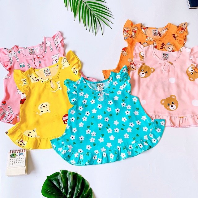 Đồ Bộ Bé Gái Chất Tole Lanh SABAKIDS Cánh Tiên Bo Chun Xinh Xắn Cực Mát Trẻ Em