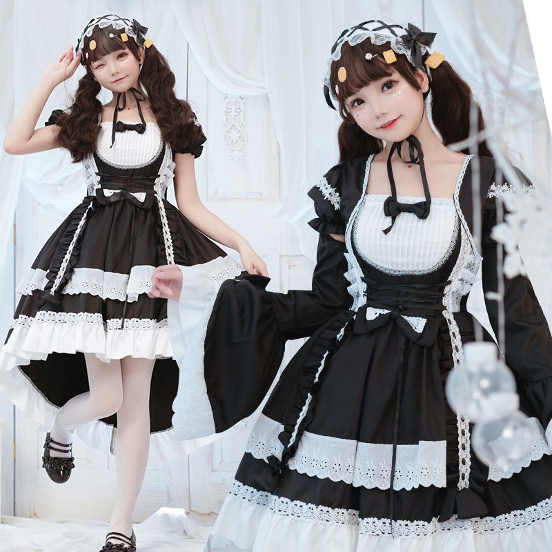 giá rẻNgười nổi tiếng trên InternetLolita hầu gái Váy Nhật Bản gothic loli công chúa học sinh trọn bộ