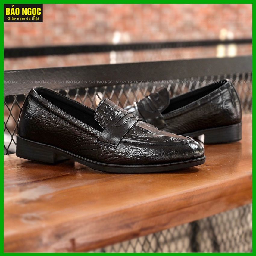 Giày tăng chiều cao nam BẢO NGỌC STORE ✅ Da bò loại 1 cao cấp 🎁 Dập vân cá sấu thời trang đen và nâu sang ✅ Mã TC11