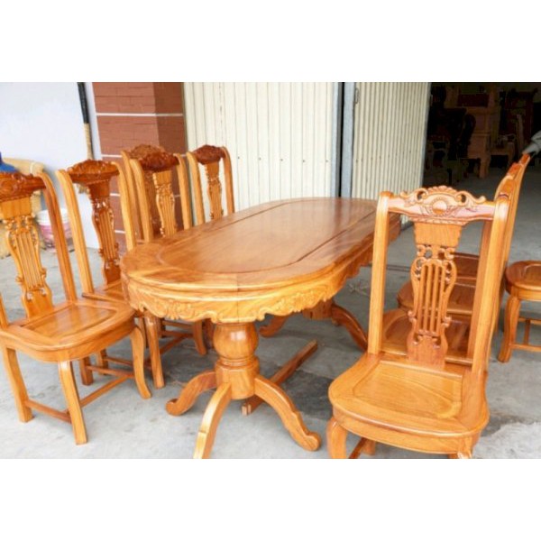 Bộ bàn ghế ăn gỗ gõ đỏ mẫu cây đàn
