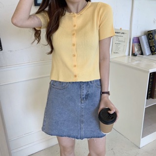 Áo len cổ tròn cúc dáng basic 7207 Ulzzang style 🌸 Hàng Quảng Châu