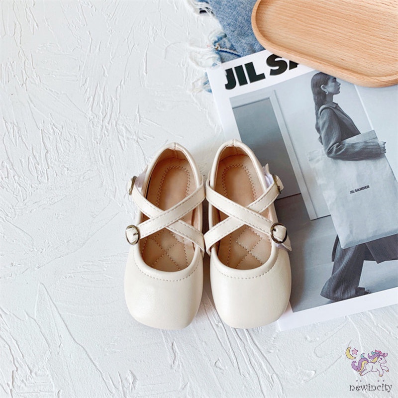 Giày Da Đế Mềm Phong Cách Hàn Quốc Cho Bé Gái