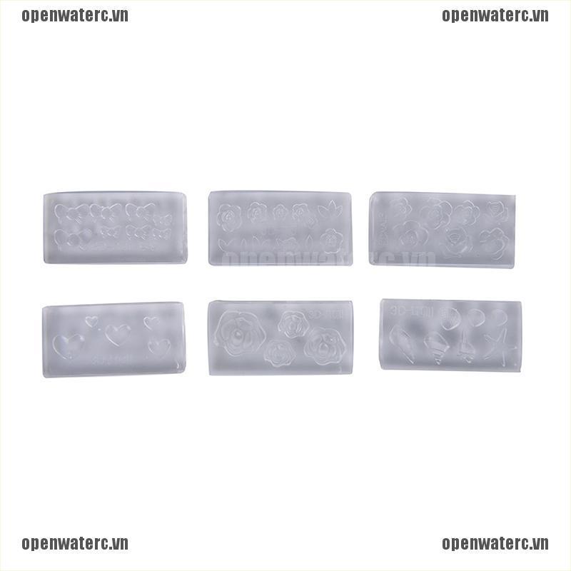 Bộ 6 Khuôn Silicone 3D Dùng Trang Trí Móng Tay DIY Tiện Dụng