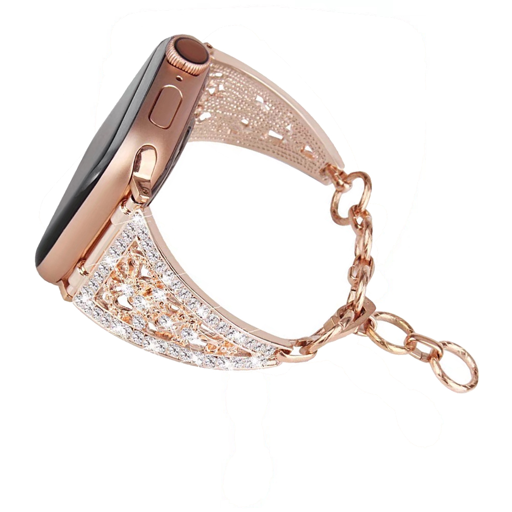 Dây đeo đồng hồ JANSIN đính kim cương giả thích hợp cho Apple Watch 44mm 40mm 42mm 38mm iWatch Serie SE 6 5 4 3 2 1