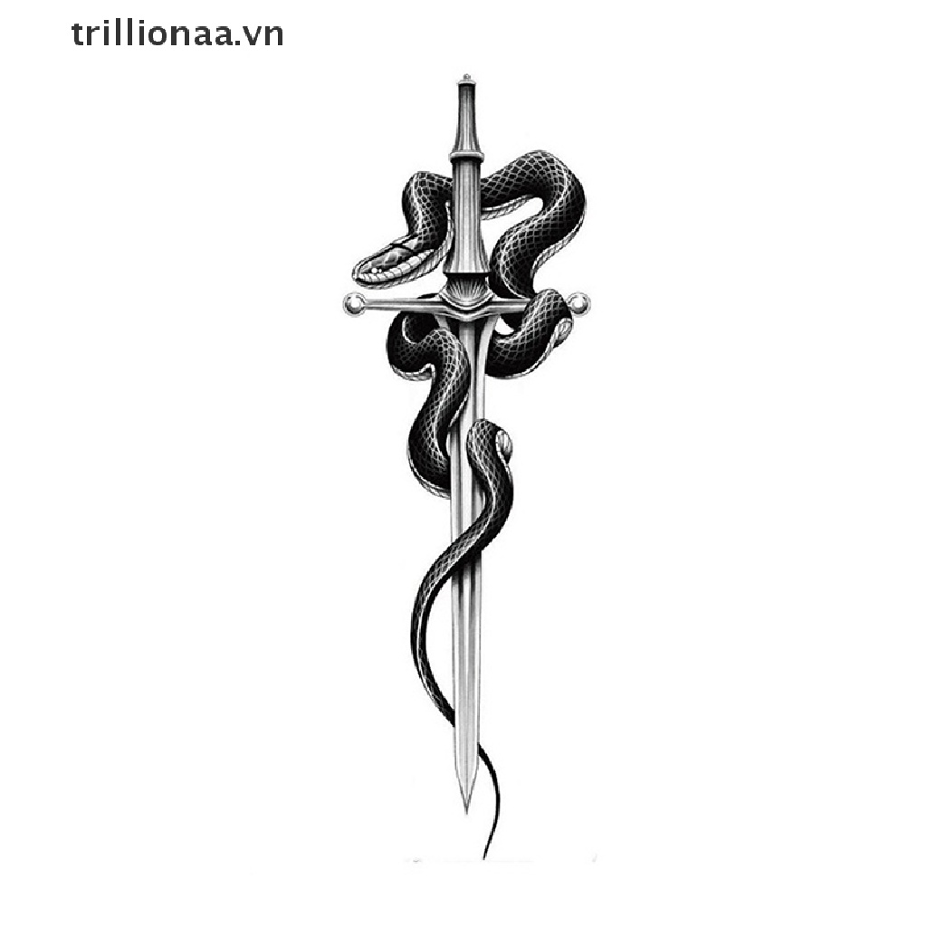 Hình Xăm Dán Tạm Thời Họa Tiết Da Rắn Màu Đen Chống Thấm Nước Cho Nam Và Nữ