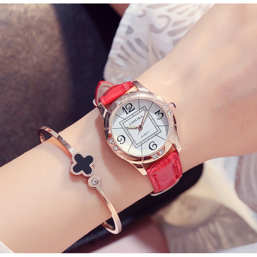 Đồng hồ nữ dây da DIKESS/LAOLIKA mặt đính đá sang chảnh | BigBuy360 - bigbuy360.vn