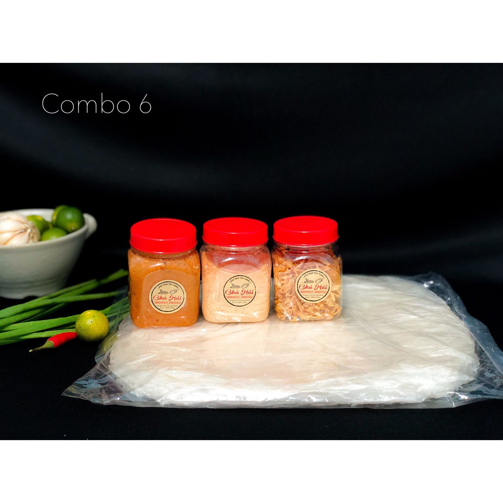 [Mã 154FMCGSALE giảm 8% đơn 500K] Combo 6: Combo bánh tráng sốt chấm muối nhuyễn hành phi Chú Hải