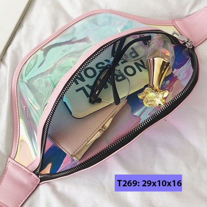 Túi bao tử đeo chéo trong suốt unisex nam nữ đeo bụng đeo trước ngực cá tính T269 | BigBuy360 - bigbuy360.vn