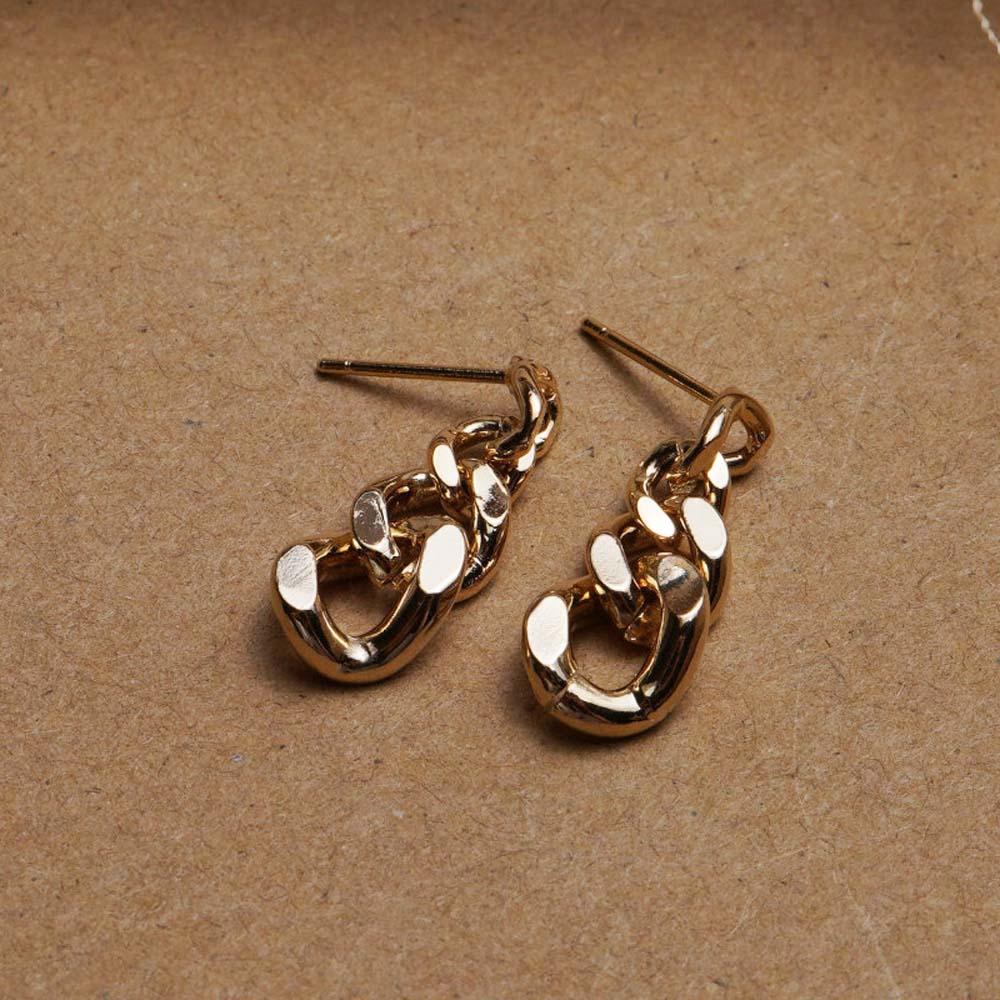 Khuyên tai nữ trang dáng dài tạo hình dây xích độc đáo