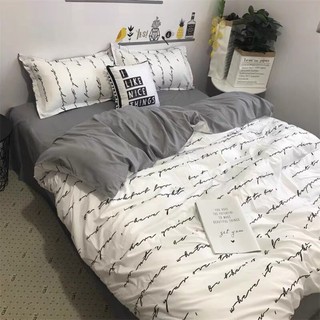 [ RỂ VÔ ĐỊCH ] Bộ chăn ga Cotton Poly họa tiết chữ ký - phong cách Hàn Quốc