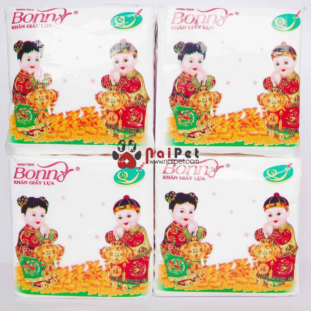 Giấy Ăn Lụa Vuông Vệ Sinh Mềm Bonny Em Bé100 Tờ x 10 Bịch