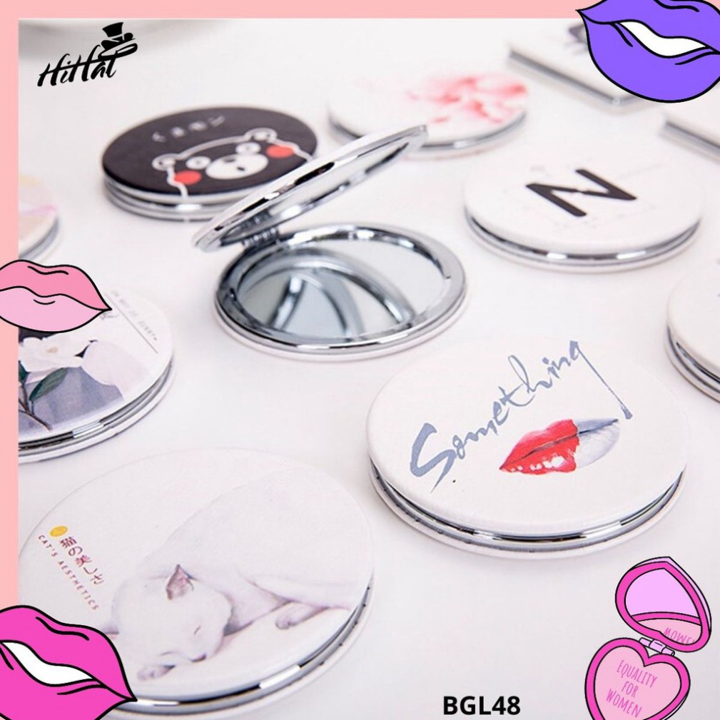 Gương tròn mini cầm tay gấp gọn tinh tế