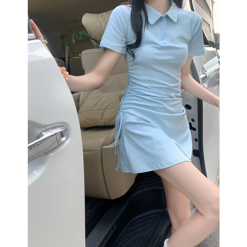 Váy Polo Body Dây Rút Hông Sexy Hàn Quốc, Chất Liệu Đẹp, Hàng Loại 1, Freesize Dưới 62Kg
