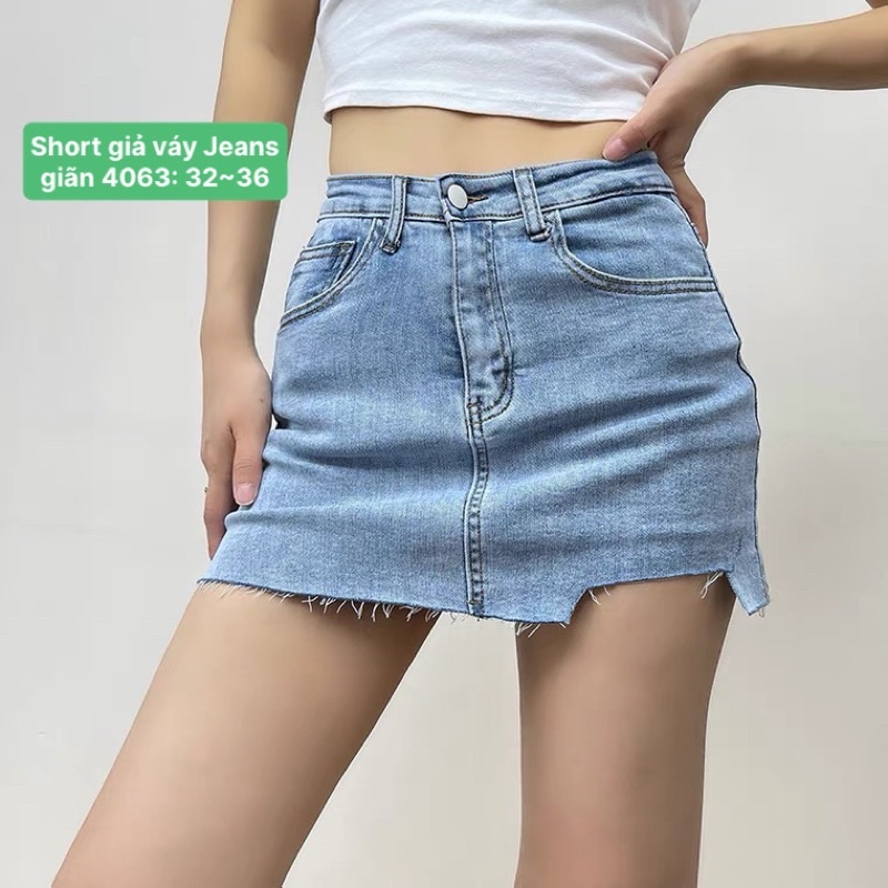 (Đại 32~36)Quần Short Váy Jean Bigsize Co Giãn Mạnh - LƯNG CAO TRÊN RỐN- Ảnh khách mặc - XANH ĐẬM4065 / NHẠT4063