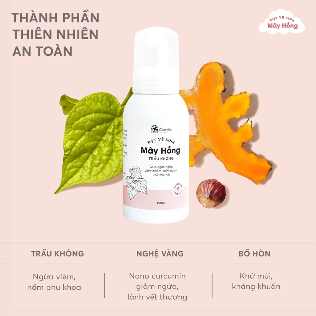 Bọt Vệ Sinh Phụ Nữ Mây Hồng Tinh Chất Trầu Không Cỏ Mềm 150ml