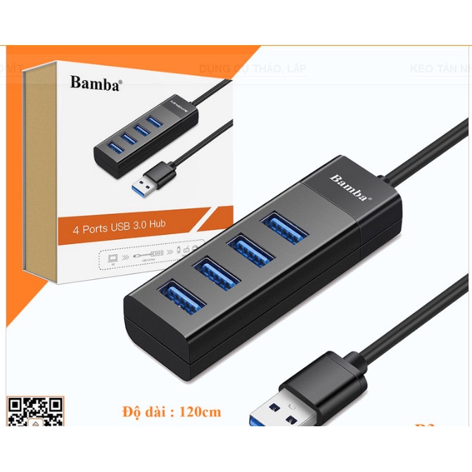 Hub USB 4 Cổng Bamba 1.2M chính hãng Và Hub USB 4 Cổng 3.0 30cm