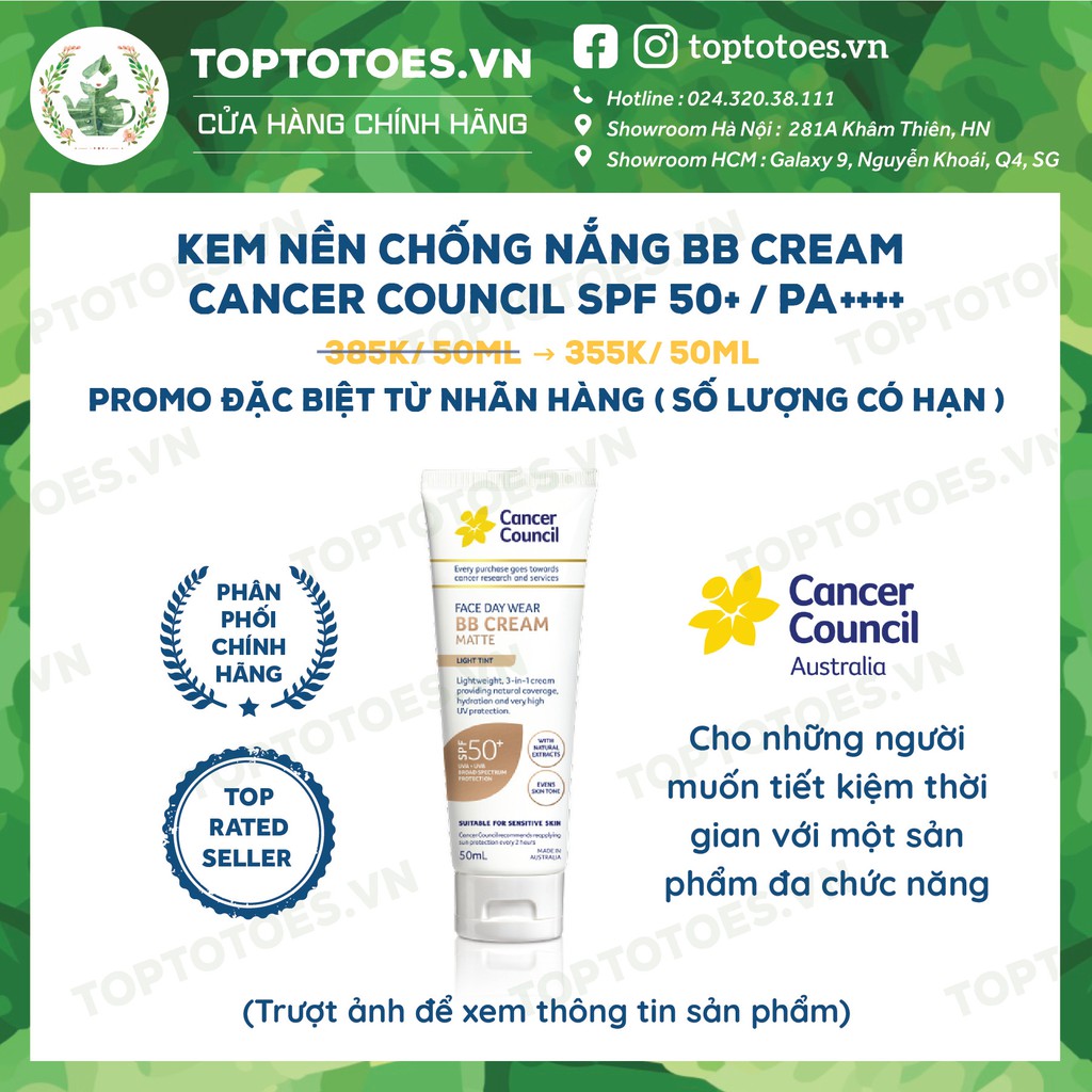 Kem nền chống nắng BB Cream Cancer Council SPF 50+/ PA ++++