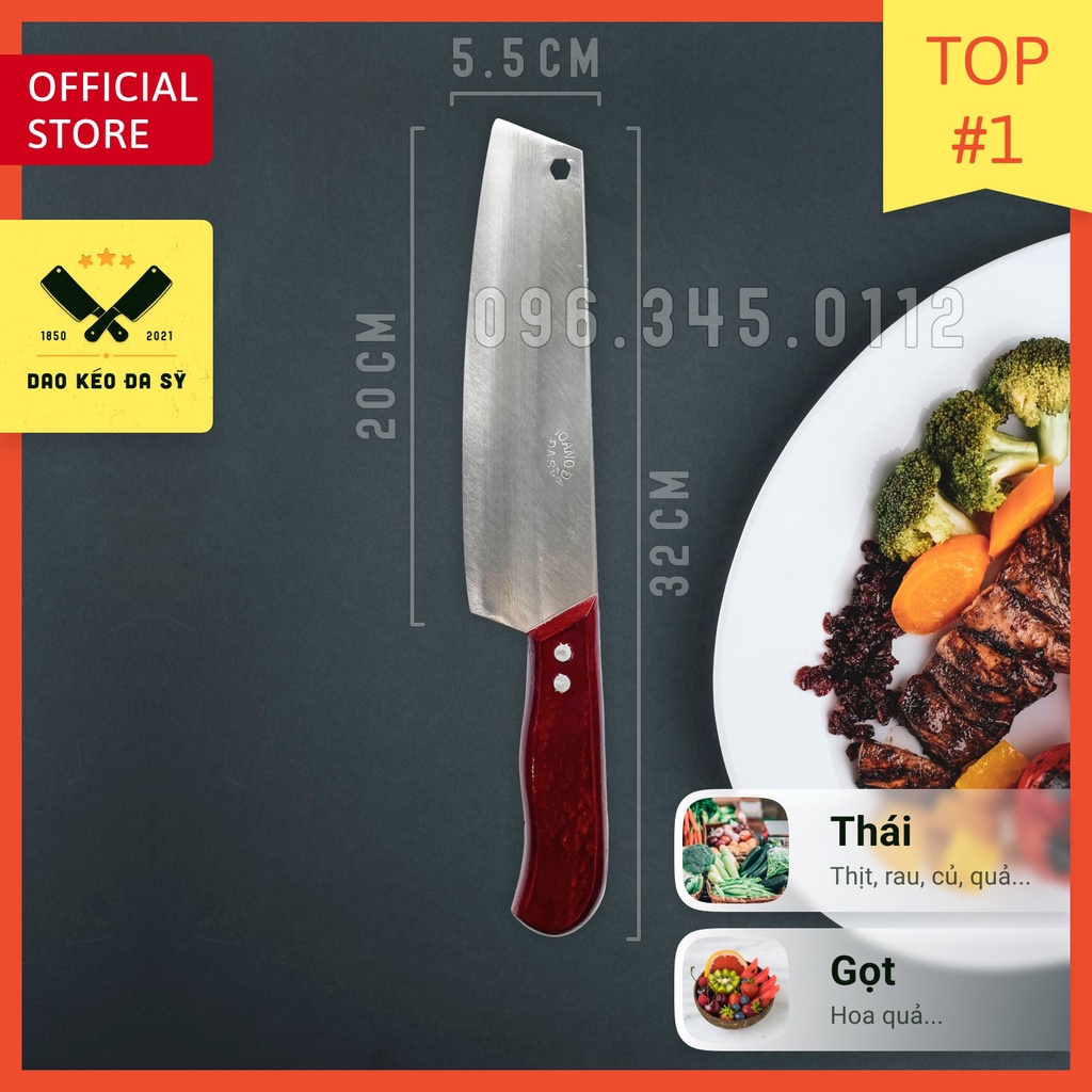 - Dao Bài Thái cán ốp - thái thịt, thái rau, gọt hoa quả - thép Nhật trắng không gỉ
