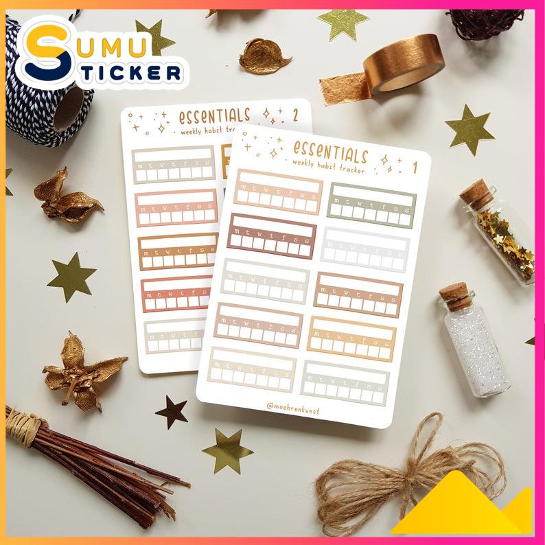 Sheet Sticker ⭐ Chủ Đề: Essential ⭐ Set 2 Tờ Sticker Trang Trí Dán Sổ | Sticker Kế Hoạch - Thời Tiết - Ghi Chú