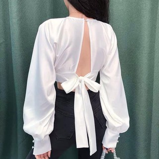 💗 CROPTOP TRẮNG THẮT NƠ LƯNG 💗
