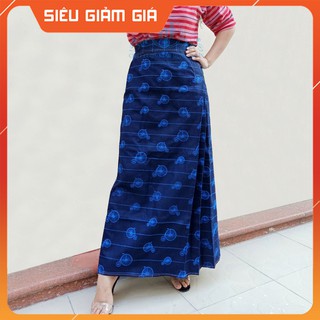 [ SIÊU GIẢM GIÁ ] Váy Chống Nắng Jean Chân Váy Dài Thêu Họa Tiết Sọc Ngang Xanh Nổi Bật Kèm Nút Cài Sau Rất Chắc Chắn