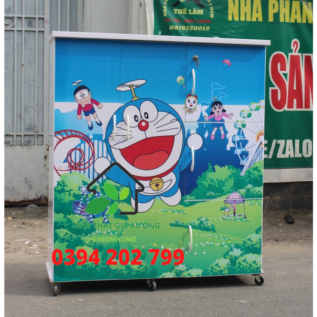 Tủ nhựa đài loan 2 cánh 5 hộc kéo in 3D doremon cho bé giá rẻ