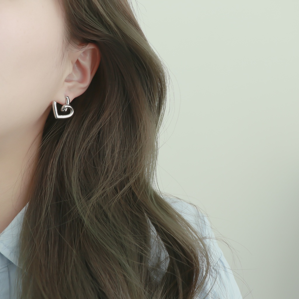 Bông Tai Kim Loại Hình Trái Tim Phong Cách Harajuku Dành Cho Nữ