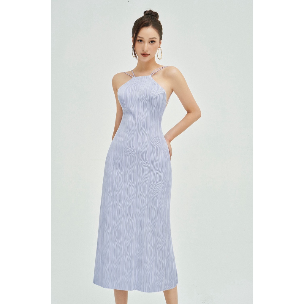 MOLLYNISTA - Đầm Lita yếm thun gân hở lưng quyến rũ nữ tính thiết kế cao cấp đi chơi đi tiệc gợi cảm