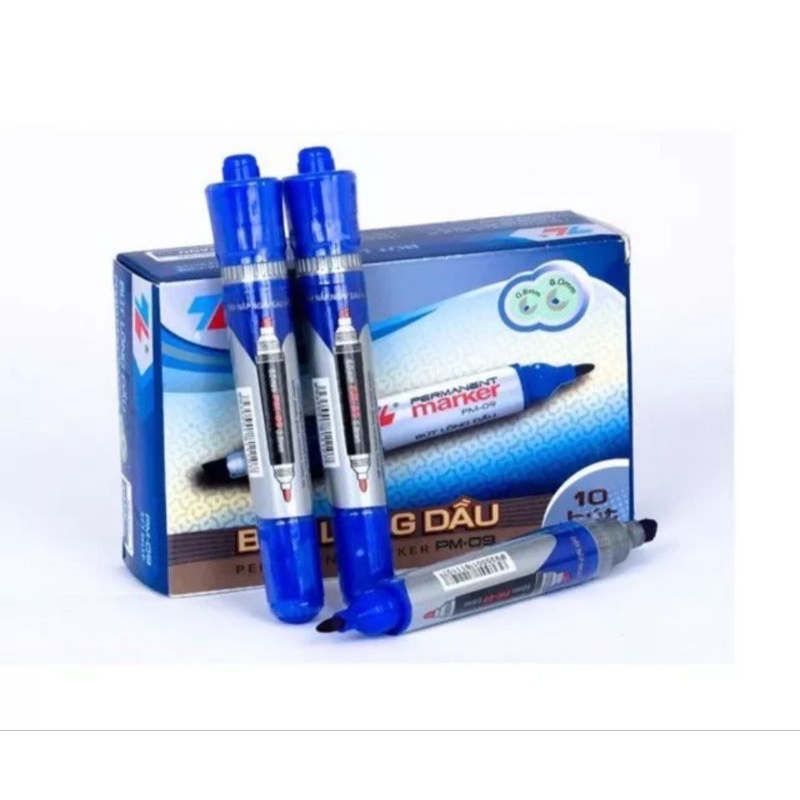 Bút lông dầu 2 đầu PM-09 ⚡ SALE SỐC ⚡ Bút dạ viết bao bì, thiết kế 2 ngòi to nhỏ, màu mực đậm nhanh khô