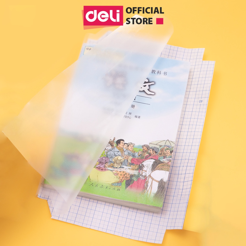 Decal bọc vở trong suốt Deli - 10 chiếc - Chống nước, chống bụi - Phù hợp với nhiều loại sách vở học sinh các cấp