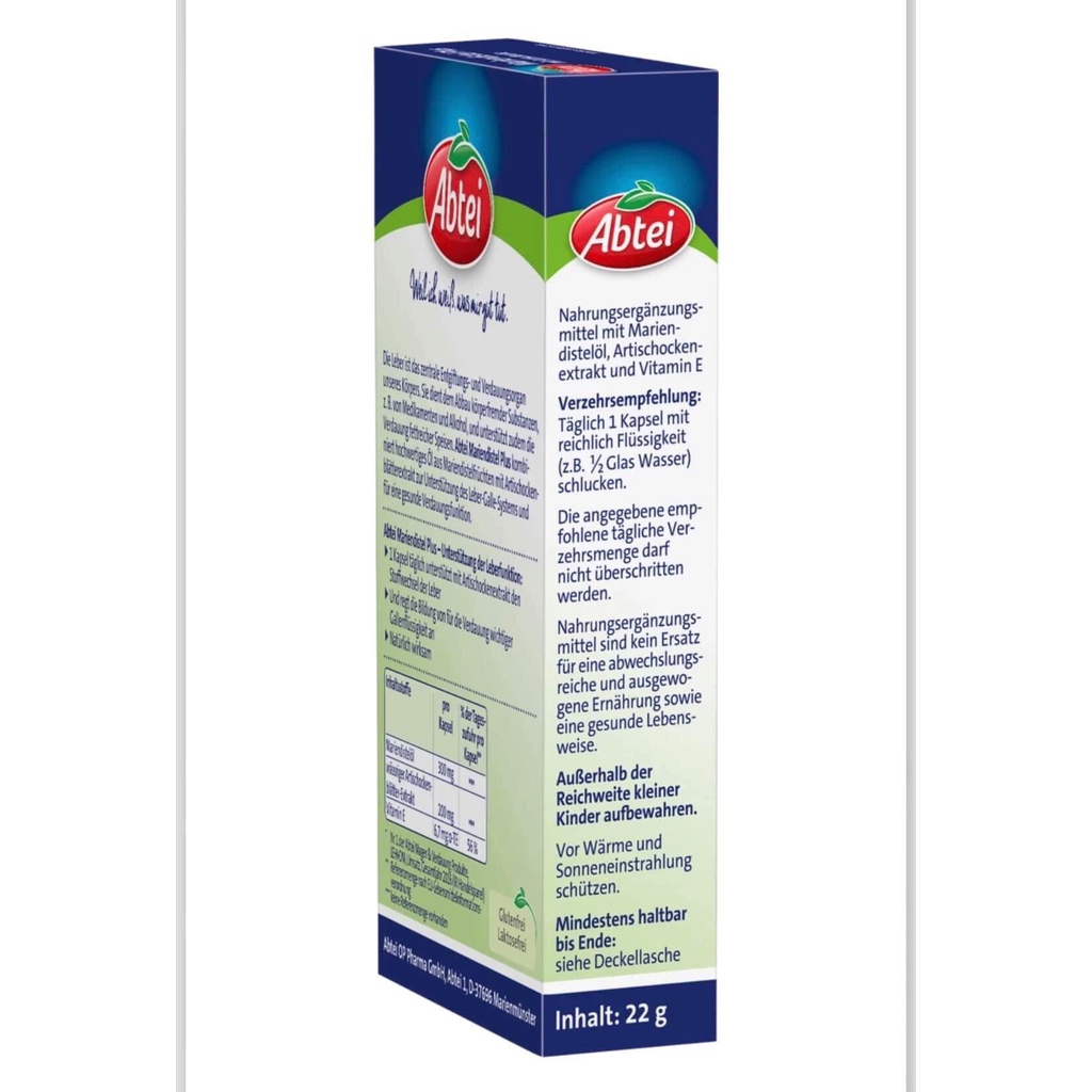 Viên uống bổ gan Abtei Mariendistel Plus hỗ trợ người sơ gan, men gan cao hộp 30 viên