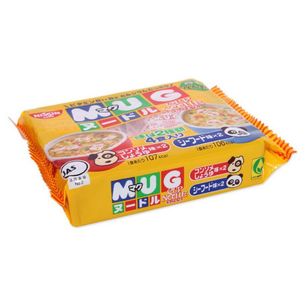 Mì ăn dặm cho trẻ trên 1 tuổi Nissin MUG Cup Noodle 96g (4 gói nhỏ bên trong, 2 hương vị) - Nhập khẩu Nhật Bản