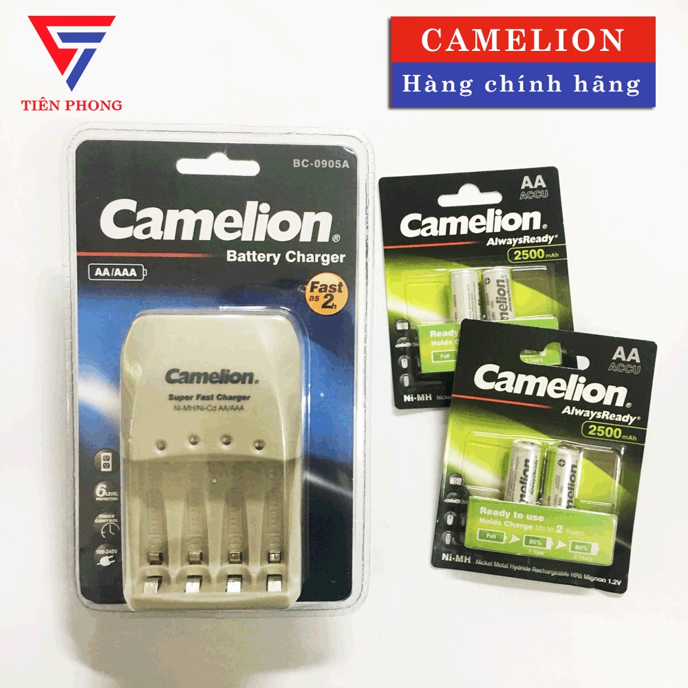 Máy Sạc Camelion BC-0905 Kèm 2 Vỉ Pin Sạc AA Camelion 2500mAh