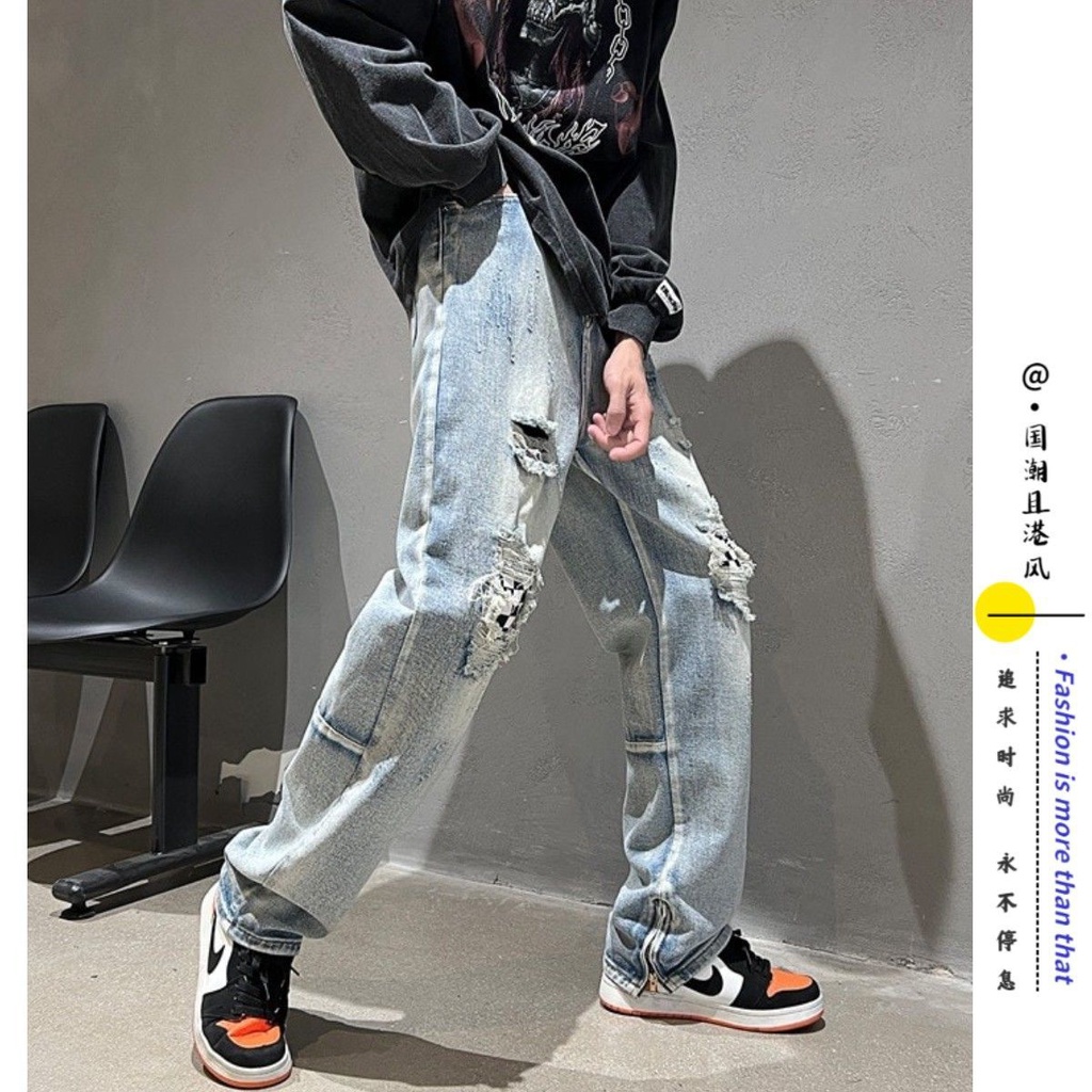Quần jeans jogger 42 Kẻ Caro Phong Cách Đường Phố Mùa Hè Cho Nam