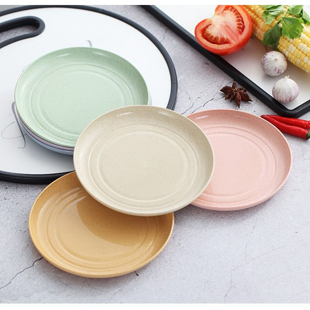 Bộ 4 chiếc đĩa đủ màu chất liệu từ thân cây lúa mạch an toàn cho sức khỏe, thân thiện môi trường