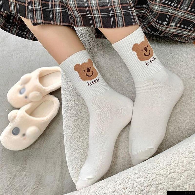 Vớ thoáng khí in họa tiết hoạt hình phong cách Hàn Quốc thời trang dành cho nữ