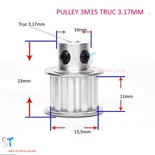 Pulley Bánh Răng Nhôm 3M 15 Răng Rộng Đai 11mm