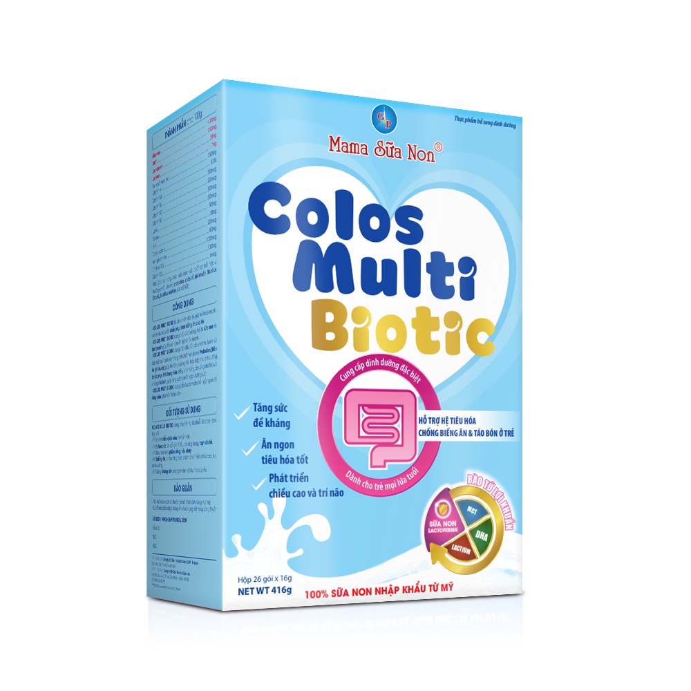 Sữa non Colosmulti Biotic hộp 26 gói x 16g chuyên biệt cho trẻ táo bón, tiêu hóa kém