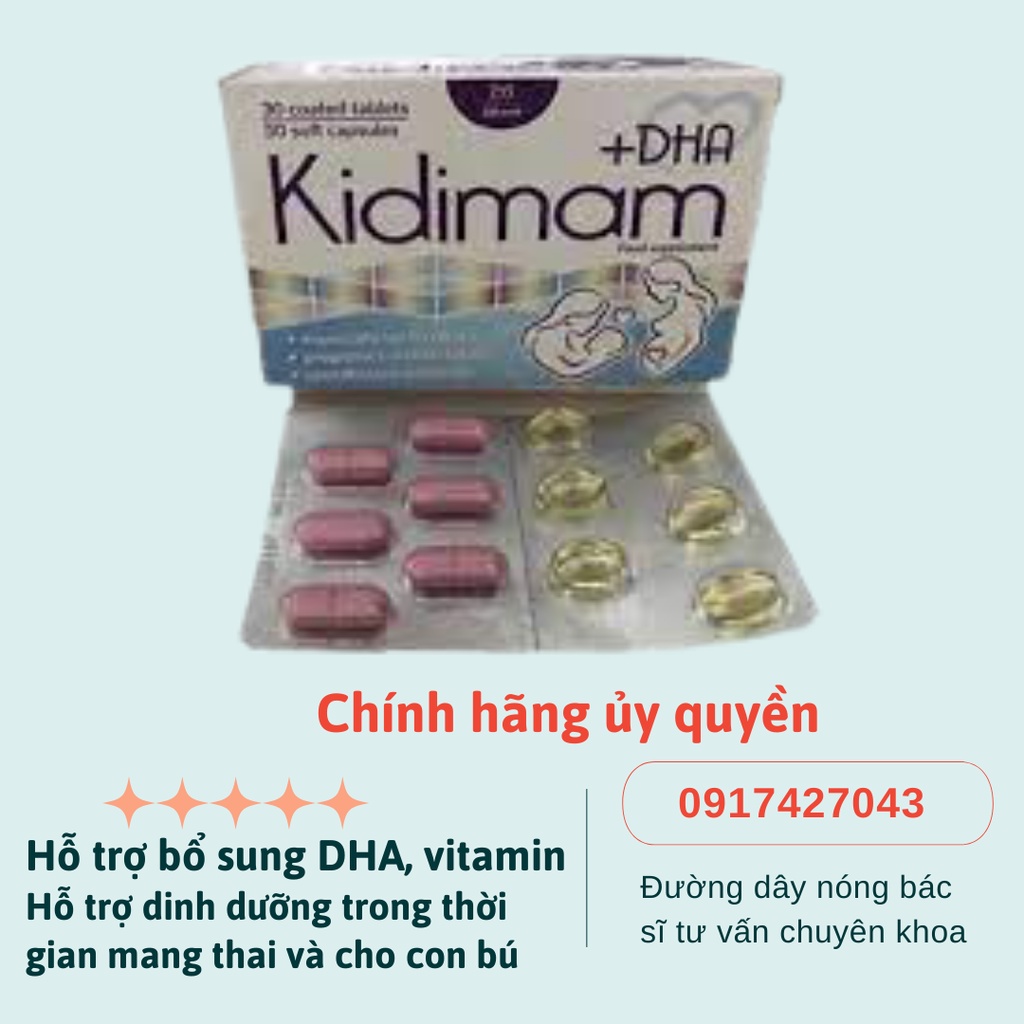 Thực phẩm bảo vệ sức khoẻ Kidimam + DHA bổ sung DHA và Vitamin cho phụ nữ mang thai và cho con bú