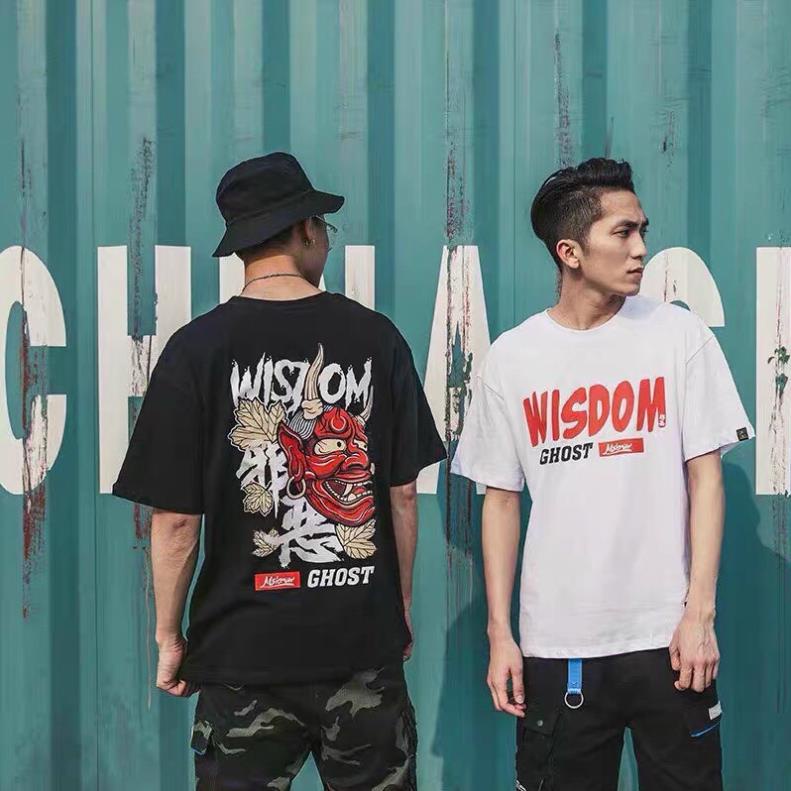 Áo thun ngắn tay form rộng cổ tròn in item mặt quỷ WISDOM GHOST